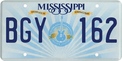 MS license plate BGY162