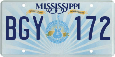 MS license plate BGY172