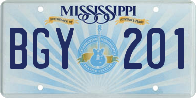 MS license plate BGY201