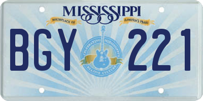 MS license plate BGY221