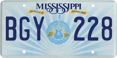 MS license plate BGY228