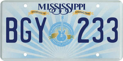 MS license plate BGY233