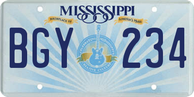 MS license plate BGY234