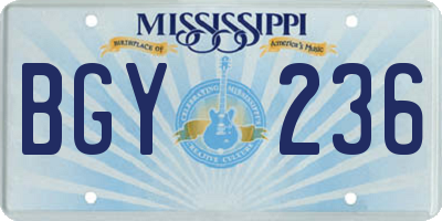 MS license plate BGY236