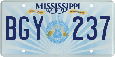 MS license plate BGY237