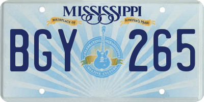 MS license plate BGY265