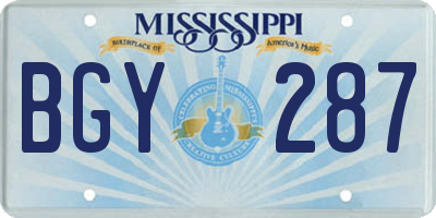 MS license plate BGY287
