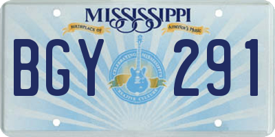 MS license plate BGY291