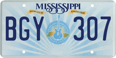 MS license plate BGY307