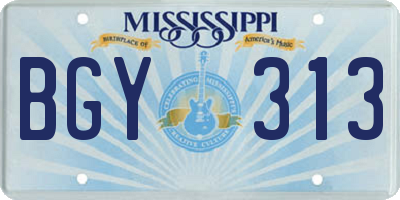 MS license plate BGY313