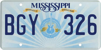 MS license plate BGY326