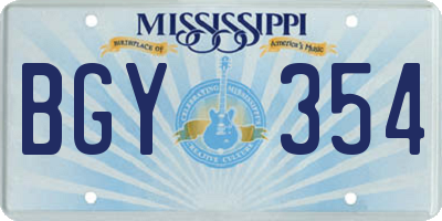 MS license plate BGY354