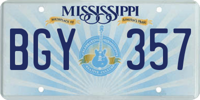 MS license plate BGY357
