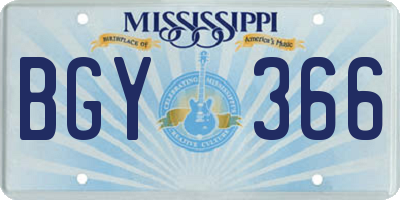 MS license plate BGY366