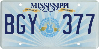 MS license plate BGY377