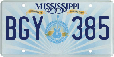 MS license plate BGY385