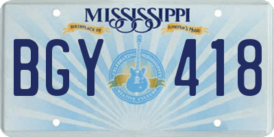 MS license plate BGY418