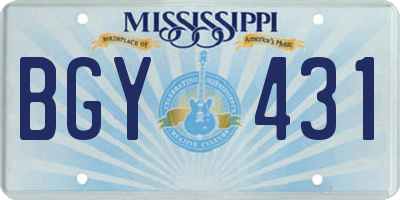 MS license plate BGY431