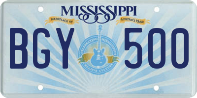 MS license plate BGY500