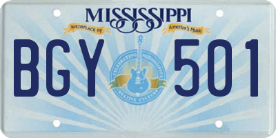 MS license plate BGY501