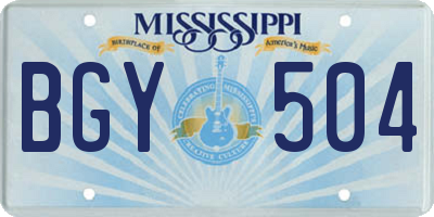 MS license plate BGY504