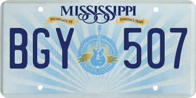 MS license plate BGY507
