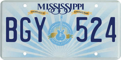 MS license plate BGY524