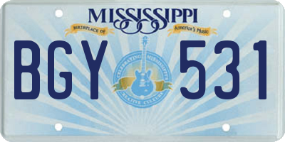 MS license plate BGY531