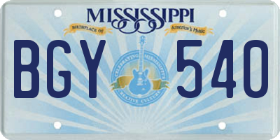 MS license plate BGY540