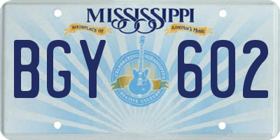 MS license plate BGY602