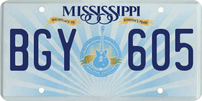 MS license plate BGY605