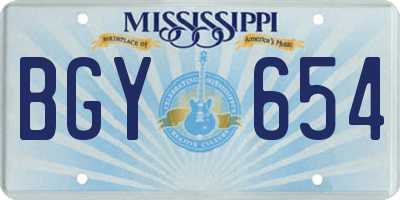 MS license plate BGY654