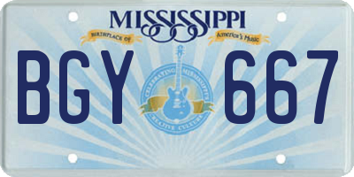 MS license plate BGY667