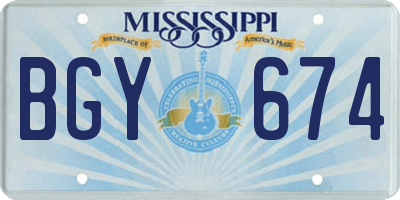 MS license plate BGY674