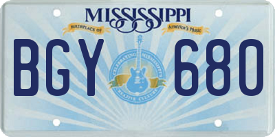 MS license plate BGY680