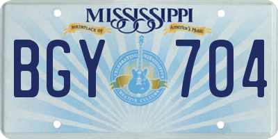 MS license plate BGY704