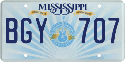 MS license plate BGY707