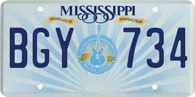 MS license plate BGY734
