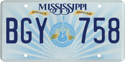MS license plate BGY758