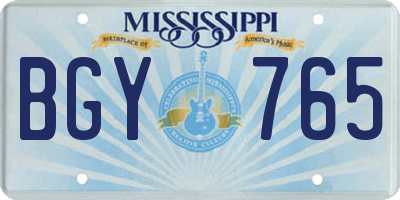 MS license plate BGY765