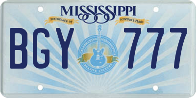 MS license plate BGY777