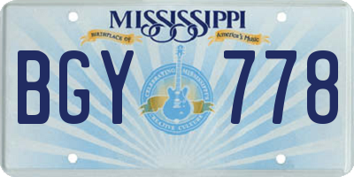 MS license plate BGY778