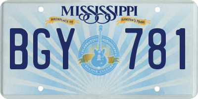 MS license plate BGY781