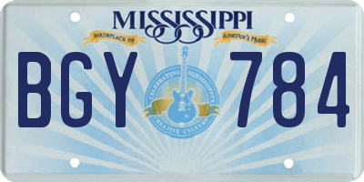 MS license plate BGY784