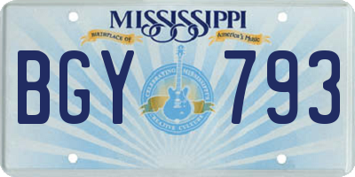 MS license plate BGY793
