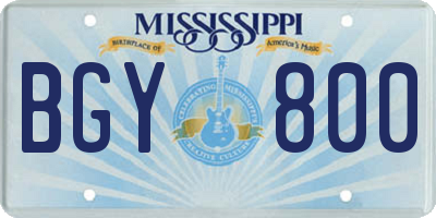 MS license plate BGY800