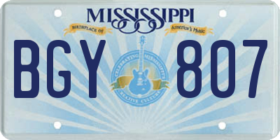 MS license plate BGY807