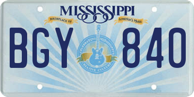 MS license plate BGY840