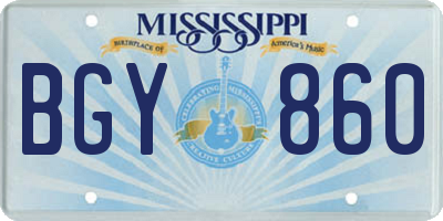 MS license plate BGY860