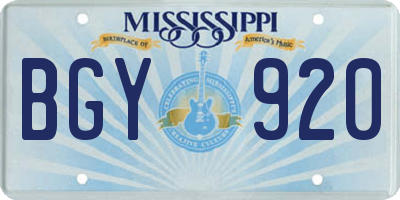 MS license plate BGY920